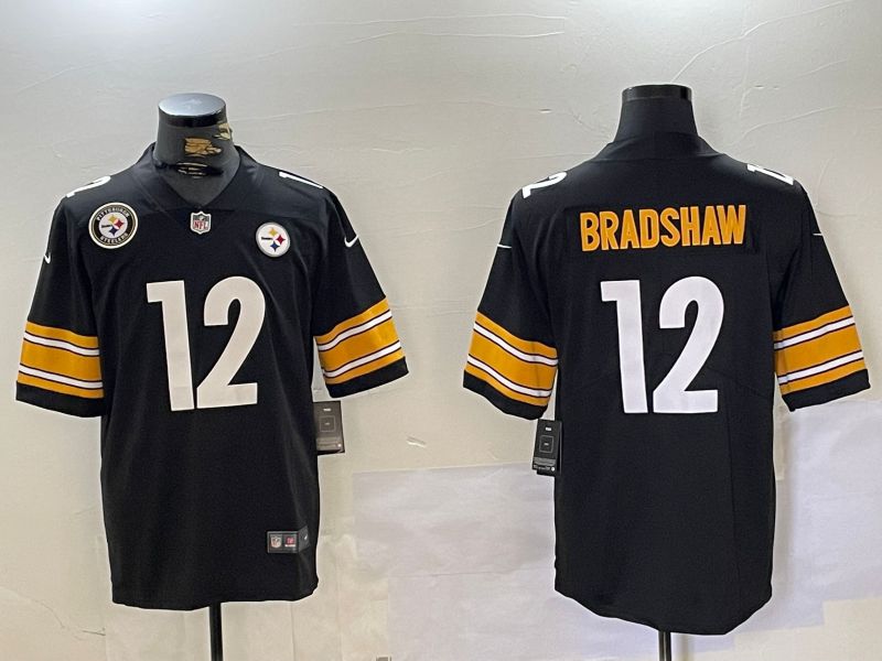 Men Pittsburgh Steelers 12 Bradshaw Black 2024 Nike Limited NFL Jersey style 4